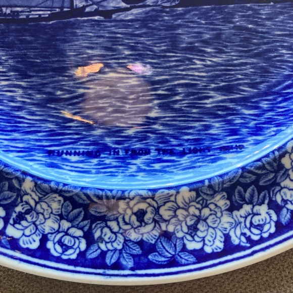 WEDGWOOD BLUE TRANSFERWARE PLATE RARE - Picture 2 of 5